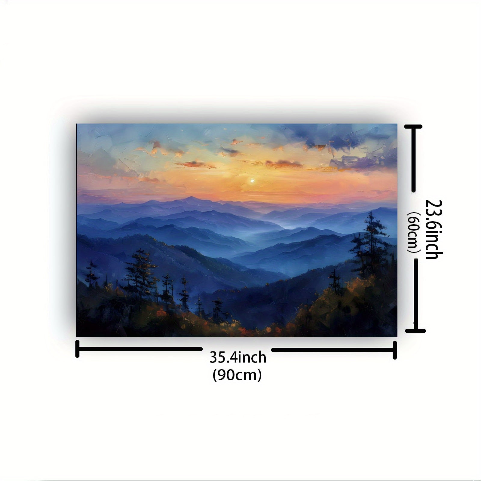 Blue Ridge Canvas Blue Ridge Mountains Sunset Slim Canvas Painting Perfect for Living ...