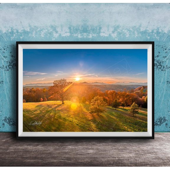 Blue Ridge Mountains Sunset Wall Art Print For Autumn Landscape Decor