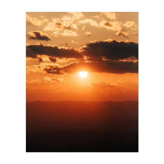 Blue Ridge Parkway Sunset 01 - Buena Vista Virginia Photography Sunset Nature Landscape Scenic Summer Minimalist Skyline Unframed Wall Art Print 6 x 8 inches
