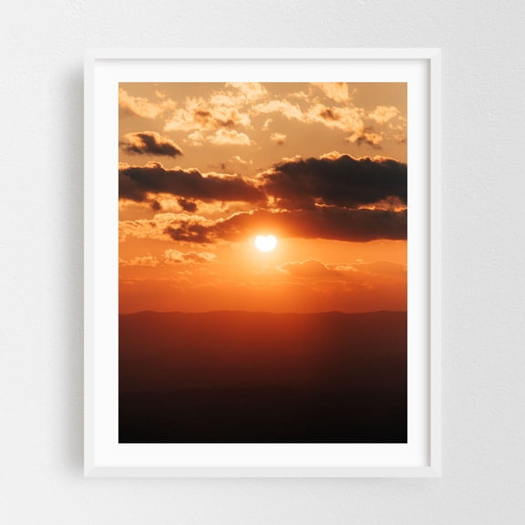 Blue Ridge Parkway Sunset 01 - Buena Vista Virginia Photography Sunset Nature Landscape Scenic Summer Minimalist Skyline White Framed Wall Art Print 6 x 8 inches
