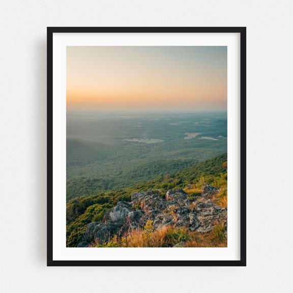 Blue Ridge Parkway Sunset 01 - Photography Landscape Nature Sunset Mountain Scenic Forest Rural Black Framed Wall Art Print 6 x 8 inches
