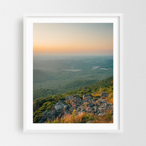 Blue Ridge Parkway Sunset 01 - Photography Landscape Nature Sunset Mountain Scenic Forest Rural White Framed Wall Art Print 6 x 8 inches