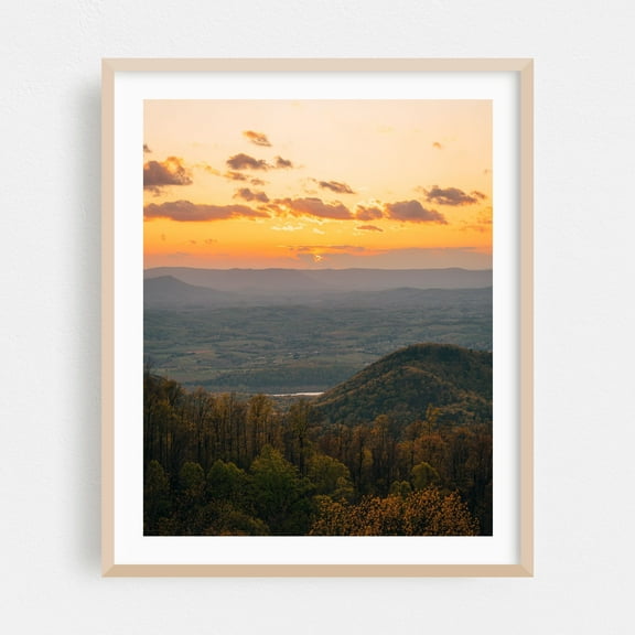 Blue Ridge Parkway Sunset 02 - Fancy Gap Virginia Photography Sunset Landscape Nature Mountain Scenic Autumn Forest Oak Framed Wall Art Print 12 x 16 inches