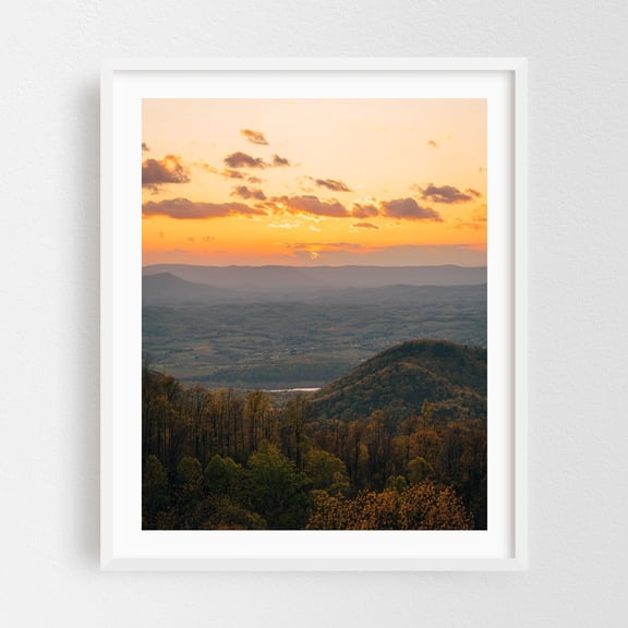 Blue Ridge Parkway Sunset 02 - Fancy Gap Virginia Photography Sunset Landscape Nature Mountain Scenic Autumn Forest White Framed Wall Art Print 6 x 8 inches