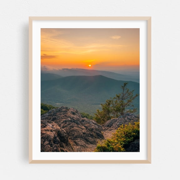 Blue Ridge Parkway Sunset 03 - Photography Sunset Mountain Nature Landscape Scenic Forest Autumn Oak Framed Wall Art Print 6 x 8 inches