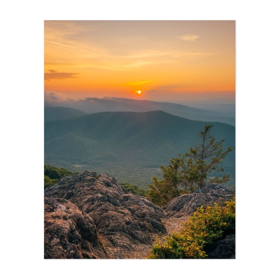 Blue Ridge Parkway Sunset 03 - Photography Sunset Mountain Nature Landscape Scenic Forest Autumn Unframed Wall Art Print 24 x 30 inches