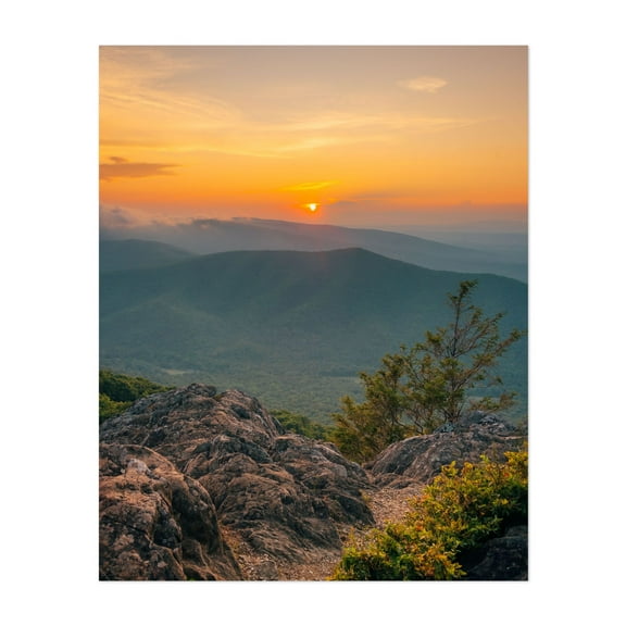 Blue Ridge Parkway Sunset 03 - Photography Sunset Mountain Nature Landscape Scenic Forest Autumn Unframed Wall Art Print 36 x 48 inches