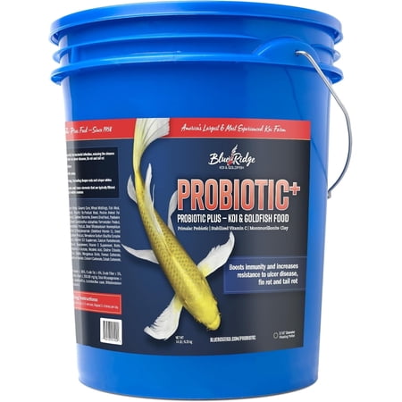 Blue Ridge Koi Fish Food 14lb - Koi Food 3/16” Probiotic Plus, Goldfish Food, Premium Fish Food for Ponds, Ponds Fish Food, Koi Food Fall and Winter Fish Food, Floating Pond Pellets