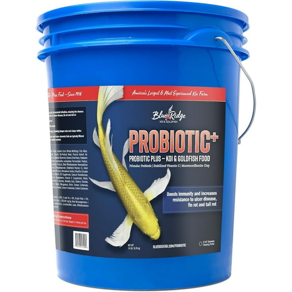 Blue Ridge Koi Fish Food 14lb - Koi Food 3/16” Probiotic Plus, Goldfish Food, Premium Fish Food for Ponds, Ponds Fish Food, Koi Food Fall and Winter Fish Food, Floating Pond Pellets
