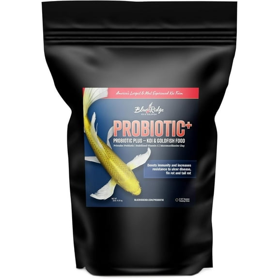 Blue Ridge Koi Fish Food 2lb - Koi Food 3/16” Probiotic Plus, Goldfish Food, Premium Fish Food for Ponds, Ponds Fish Food, Koi Food Fall and Winter Fish Food, Floating Pond Pellets