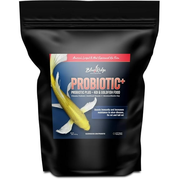 Blue Ridge Koi Fish Food 5lb - Koi Food 3/16” Probiotic Plus, Goldfish Food, Premium Fish Food for Ponds, Ponds Fish Food, Koi Food Fall and Winter Fish Food, Floating Pond Pellets