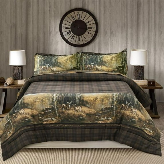 Blue Ridge Trading 09023700082BRT Whitetail Birch Comforter Set, Dark Brown - Queen Size