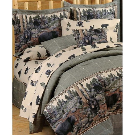 Blue Ridge Trading 09075600084BRT The Bears Twin Size Comforter Set, Green - 3 Piece
