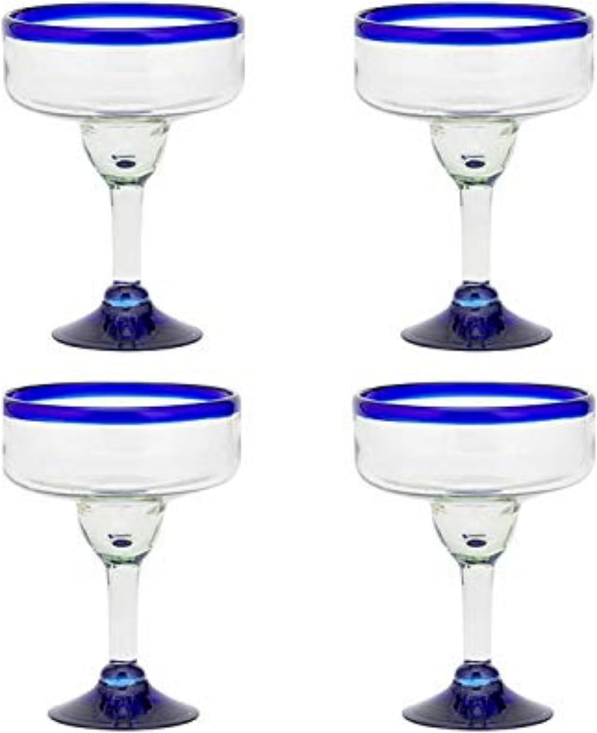 Blue Rim Margarita Glass | Set Of 4 | Authentic Mexican Handmade ...