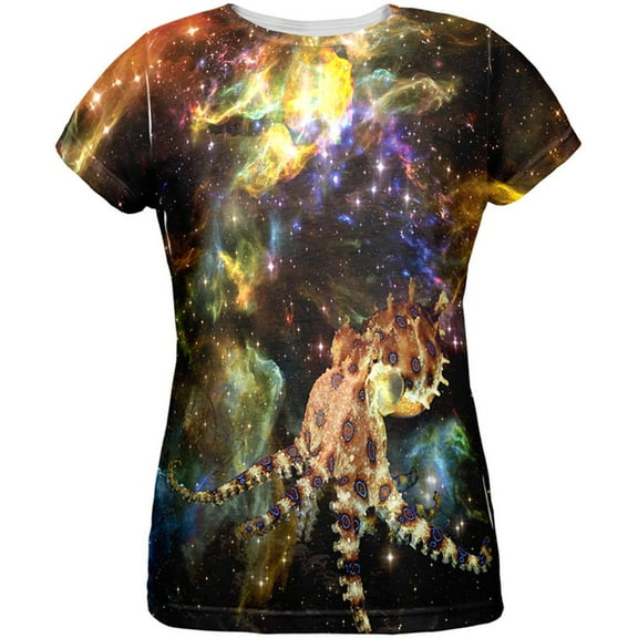 Blue Ringed Octopus IN SPACE All Over Womens T-Shirt - 2X-Large