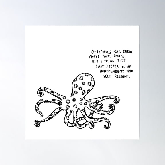 Blue Ringed Octopus Poster Wall Art, Modern Wall Decor For Living Room Bedroom, 24x24 UNFRAMED