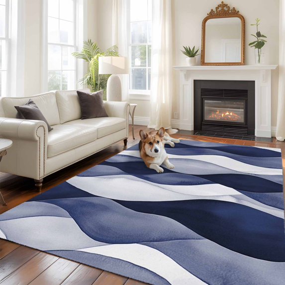 Okej Ripple Rug Blue Ripple Large Area Rugs 8x10 ft Abstract Gradient Watercolor Modern ...