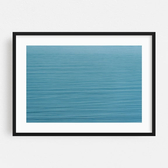 Blue Ripples - Photography Ocean Waves Water Minimalist Abstract Coastal Nature Black Framed Wall Art Print 5 x 7 inches