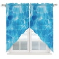 Blue Ripples Swag Curtain Valance for Window 2 Panels Watercolor Ocean ...