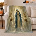 thumbnail image 1 of Blue Robed Mother with Angels, Peaceful Inspirational Style for Faith Art Lovers, Candlelit Devotional Scene and Mother's Day Gift, Soft Flannel Blanket for Prayer Room and Bedroom, Home Decor, 1 of 9