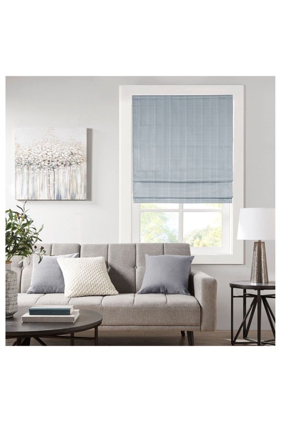 Blue Room Darkening Cordless Shade 64 Inch, Basketweave Thermal Window Shade for Privacy & Energy Efficiency