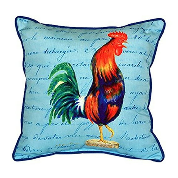 Blue Rooster Script - Large Indoor/Outdoor Pillow 18x18