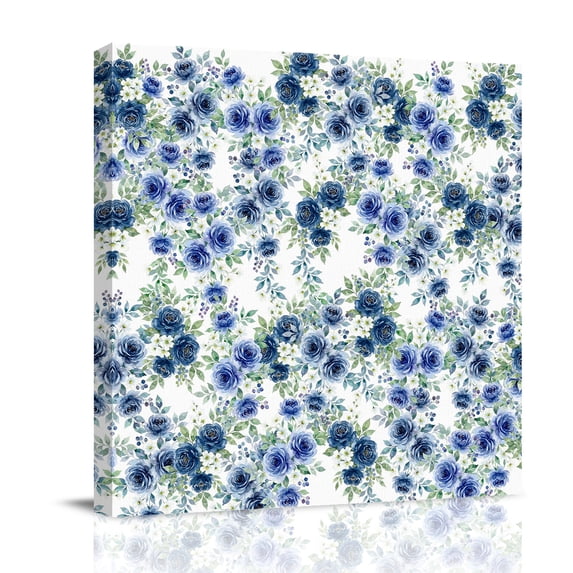 Blue Rose Canvas Wall Art for Living Room, Country Blue Flower Floral ...