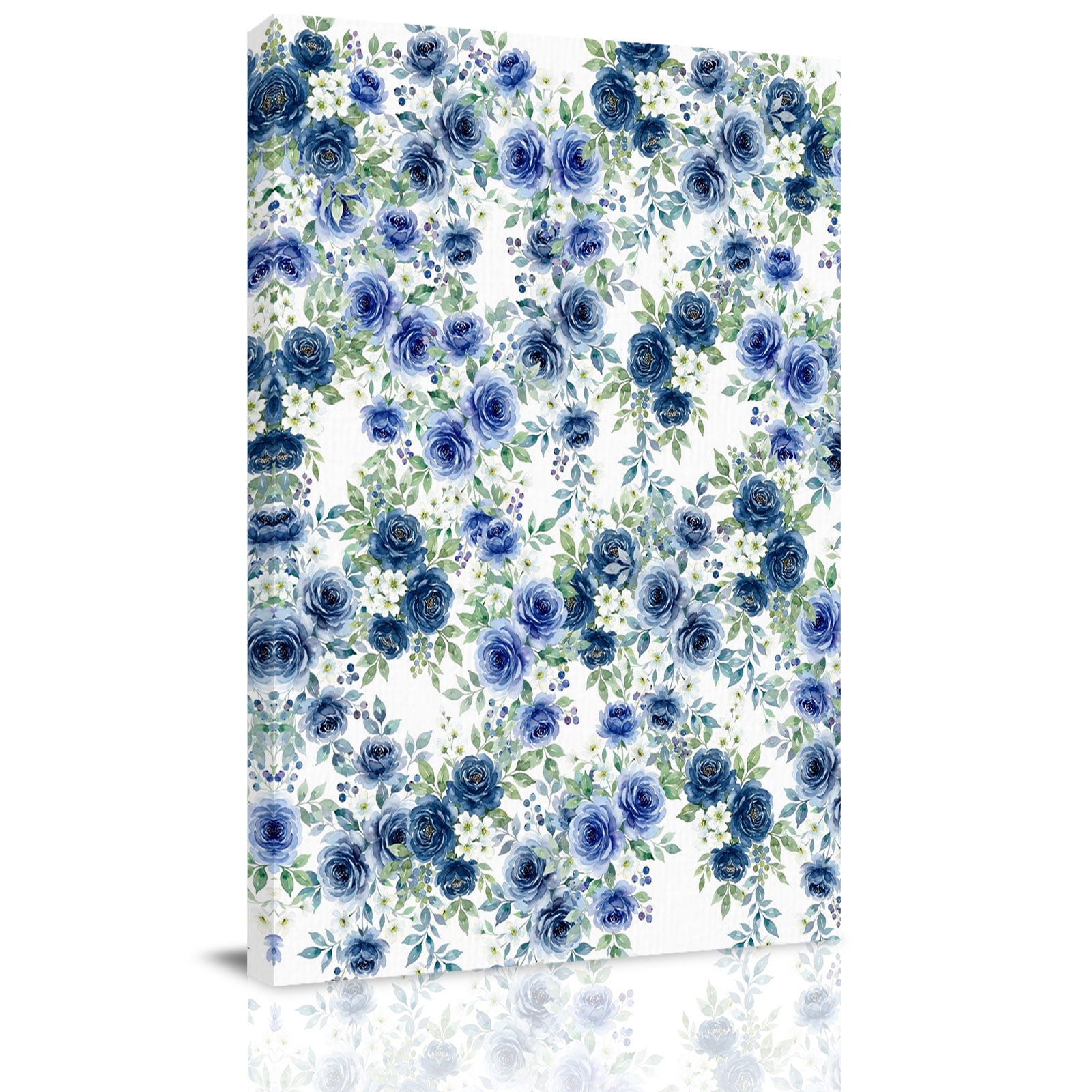 Blue Rose Canvas Wall Art for Living Room, Country Blue Flower Floral ...