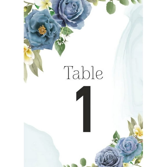 Blue Rose Design Table Number Cards Double Sided Party Table Numbers for Reception Baby Shower Anniversary Birthday Bridal Party 4x6 75 Pcs