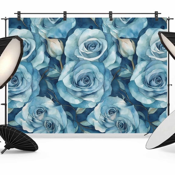 Blue Rose Flower Backdrop for Photoshoot,Photography Photo Studio Background Wall Backdrop,Vintage Modern Abstract Painting Art Back Drop Banner Panel for Portraits Wedding Party Live Streaming 7x5Ft