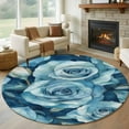 thumbnail image 1 of Blue Rose Flower Round Area Rug 7 FT,Non Slip Living Room Area Carpet,Vintage Modern Abstract Painting Art Washable Soft Circular Rug Non-Shedding Floor Carpet for Bedside Office Play Room Classroom, 1 of 9