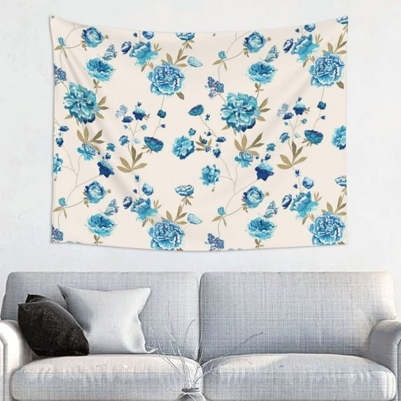 Blue Rose Flowers Tapestry for Bedroom - Tapestry Wall Hanging Wall Tapestry for Dorm Wall Decor Home Decoration , Aesthetic Funny Tapestry 29 x 37in