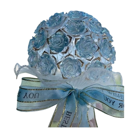 Blue Rose Lamp Diy Night Light Kit, Birthday Gift Craft Set With Led, Assemble Your Own Floral Decorative Light For Bedroom Desk, Romantic Ambient Lighting