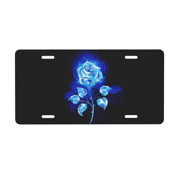 Blue Rose License Plate Front Metal Car Plate 6×12 Inch Aluminum Noverlty License Plate Decorative Car Vanity Tag Plates Gifts