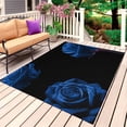 thumbnail image 1 of Blue Rose Outdoor Rug for Patio/Deck/Porch, Non-Slip Large Area Rug 4 x 6 Ft, Vintage Abstract Garden Flower Floral Black Indoor Outdoor Rugs Washable Area Rugs, Reversible Camping Rug Carpet Runner, 1 of 8