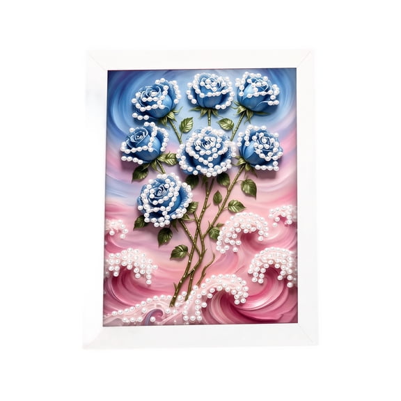 Blue Rose Pearl Painting Kit, Full Drill Rhinestone Wall Art Set, Complete DIY Craft Set, Handmade Decor Craft Gift for Adults Beginners