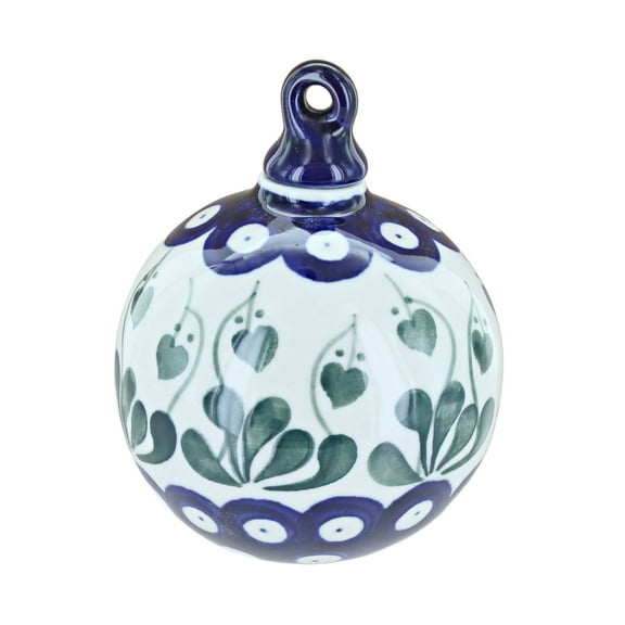 Blue Rose Polish Pottery Alyce Large Round Christmas Ornament