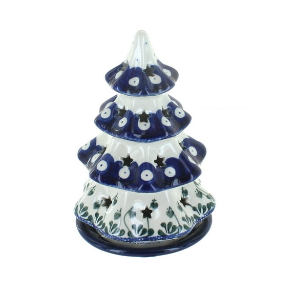 Blue Rose Polish Pottery Alyce Small Christmas Tree Luminary