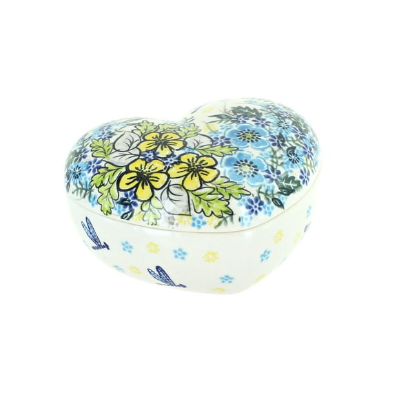 Blue Rose Polish Pottery Alyssa Large Heart Box