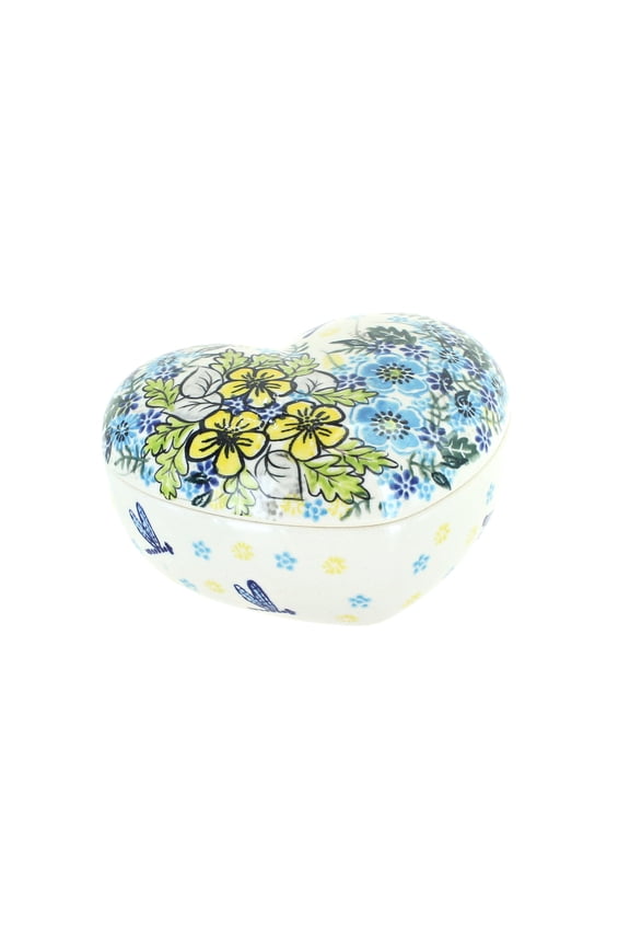 Blue Rose Polish Pottery Alyssa Large Heart Box