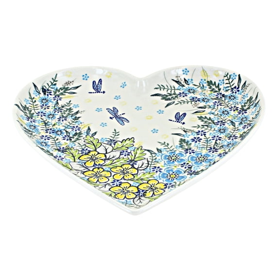 Blue Rose Polish Pottery Alyssa Large Heart Plate