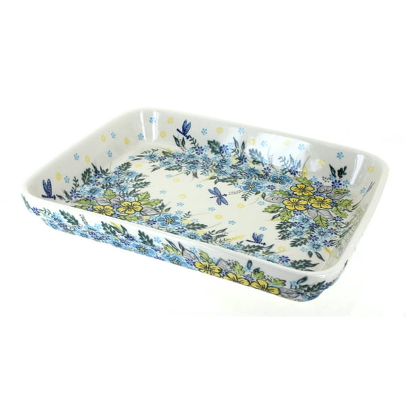 Blue Rose Polish Pottery Alyssa Medium Rectangular Baker