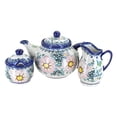 thumbnail image 1 of Blue Rose Polish Pottery Apple Blossom 3 Piece Tea Set, 1 of 2