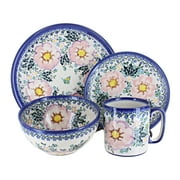 Blue Rose Polish Pottery Apple Blossom 4 Piece Place Setting - Service for 1