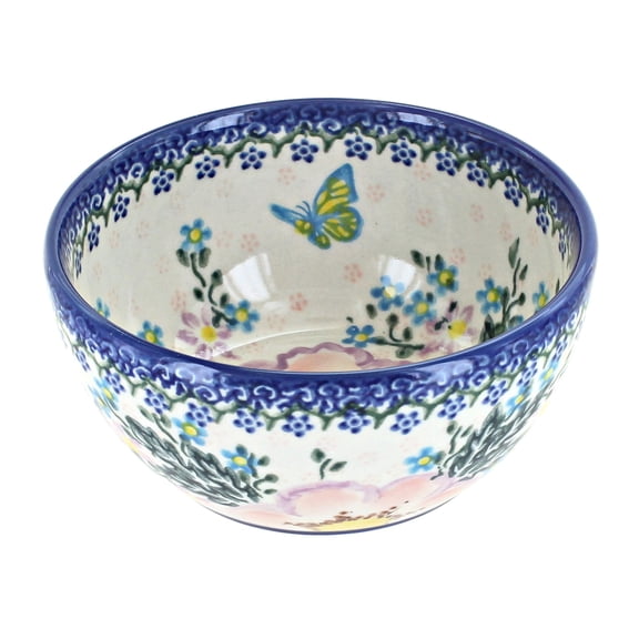Blue Rose Polish Pottery Apple Blossom Dessert Bowl