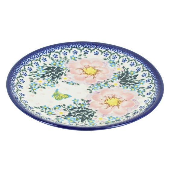 Blue Rose Polish Pottery Apple Blossom Dessert Plate