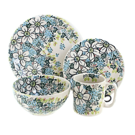 Blue Rose Polish Pottery Ariel 16 Piece Dinnerware Set