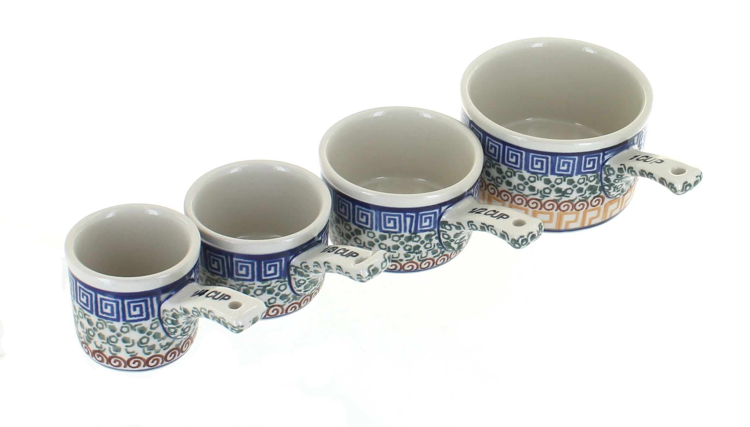 Blue Rose Polish Pottery Blue Violet Measuring Cup Set