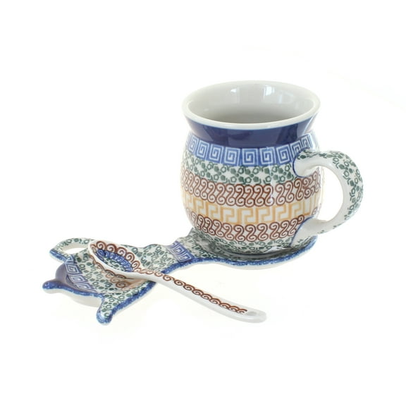 Blue Rose Polish Pottery Athena Mug & Saucer Gift Set