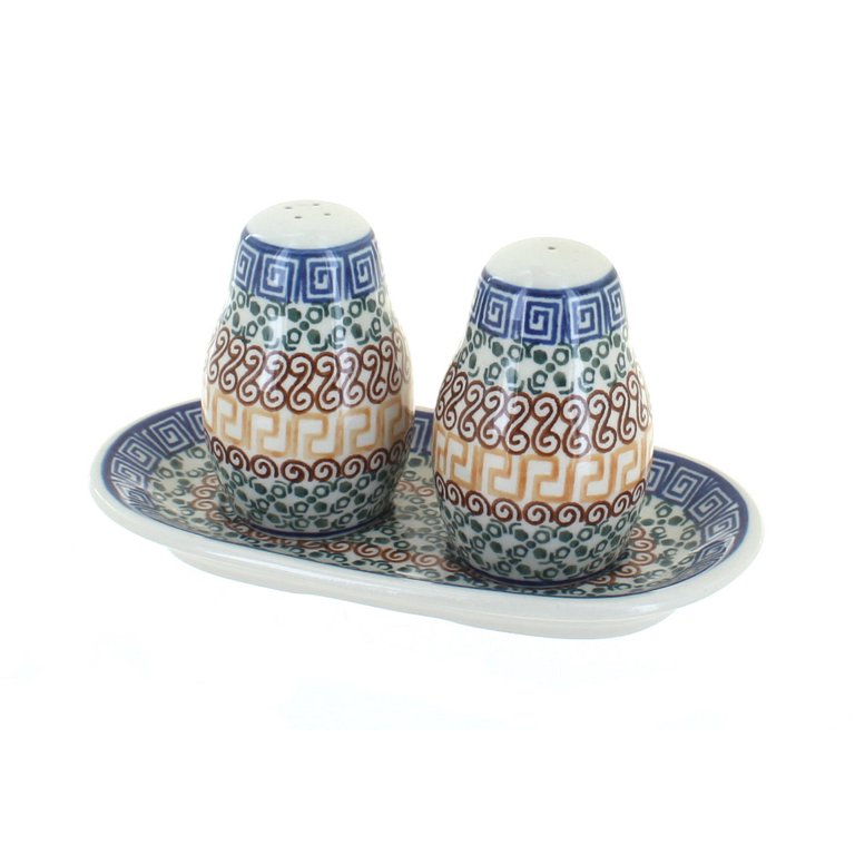 Hull Pottery Salt and Pepper Shakers, Turquoise Blue With White